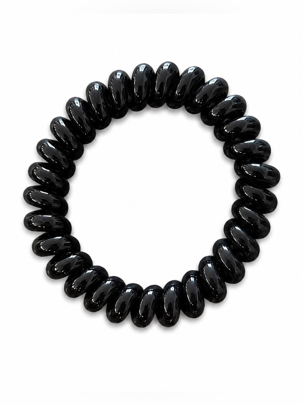 Black Glossy Teletie Tele-tie Dent & Wrinkle Line Free Hair Tie Comfy Scrunchie